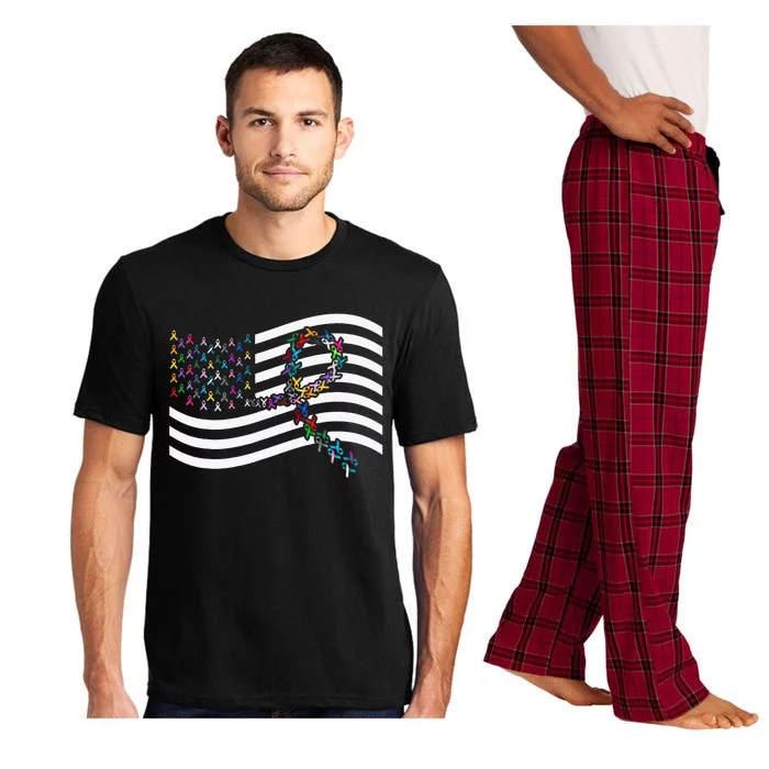 All Cancer Matters Awareness USA Flag All Ribbons Pajama Set