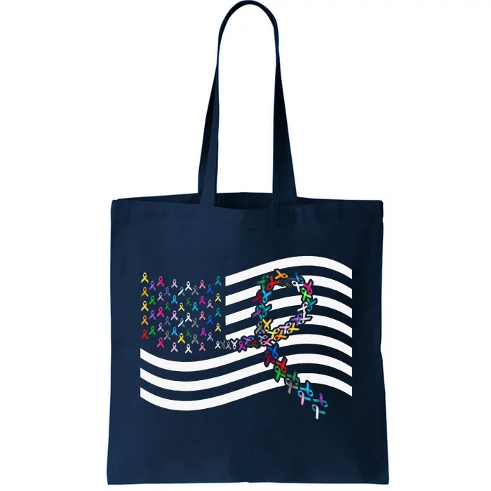 All Cancer Matters Awareness USA Flag All Ribbons Tote Bag