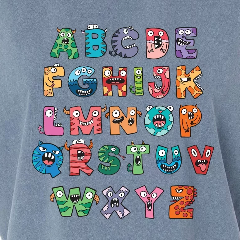 Abc Cute Monster Alphabet Halloween Teacher Costume Garment-Dyed Women's Muscle Tee