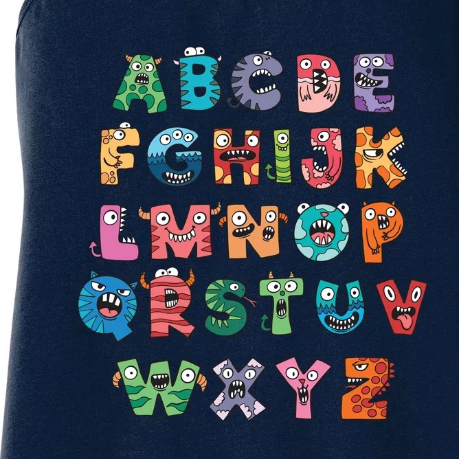 Abc Cute Monster Alphabet Halloween Teacher Costume Women's Racerback Tank