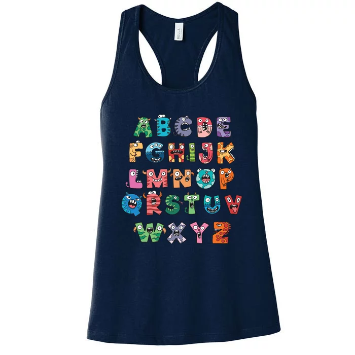 Abc Cute Monster Alphabet Halloween Teacher Costume Women's Racerback Tank