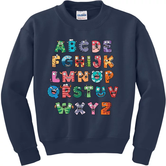 Abc Cute Monster Alphabet Halloween Teacher Costume Kids Sweatshirt