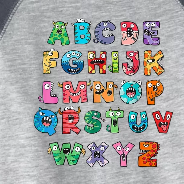 ABC Cute Monster Alphabet Halloween Teacher Costume Toddler Fine Jersey T-Shirt