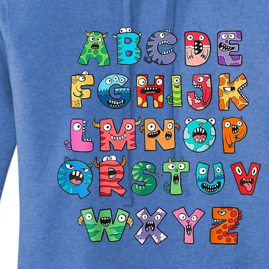 ABC Cute Monster Alphabet Halloween Teacher Costume Women's Pullover Hoodie