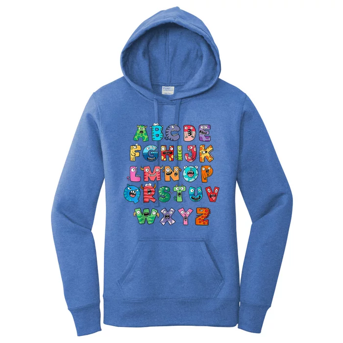 ABC Cute Monster Alphabet Halloween Teacher Costume Women's Pullover Hoodie