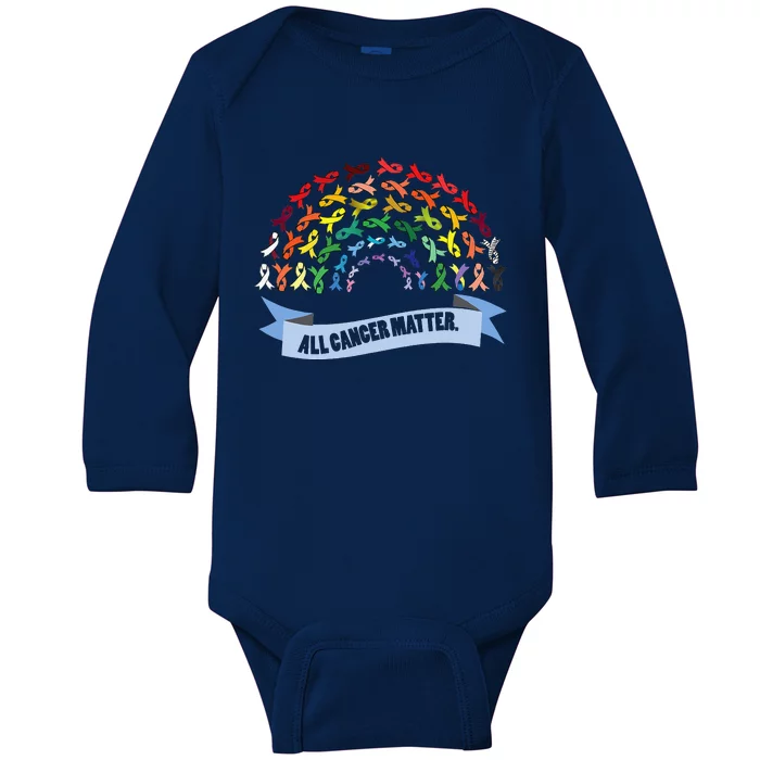 All Cancer Matters Awareness Day Ribbon Quote Baby Long Sleeve Bodysuit