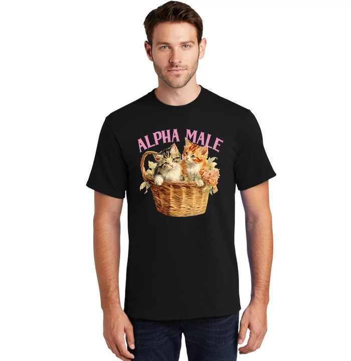 Alpha Cat Male Ironic Funny Kitten Weird Humor Kittens Tall T-Shirt