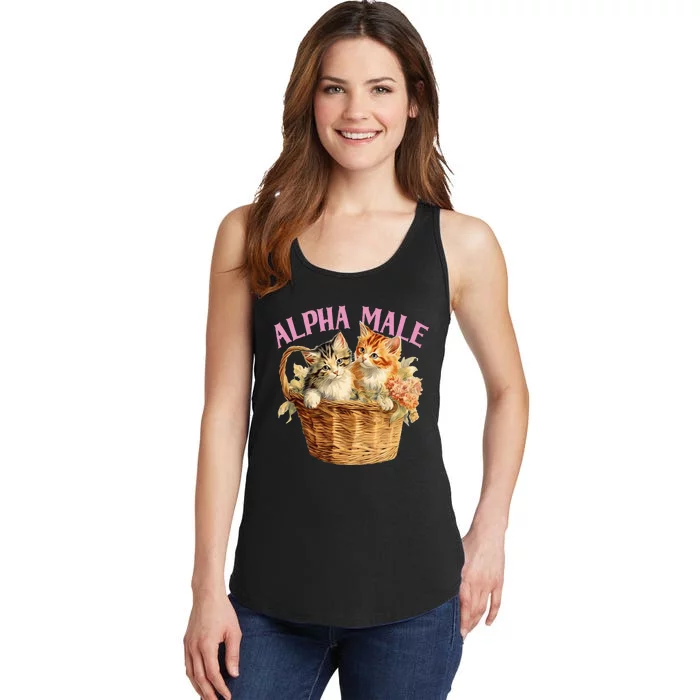 Alpha Cat Male Ironic Funny Kitten Weird Humor Kittens Ladies Essential Tank