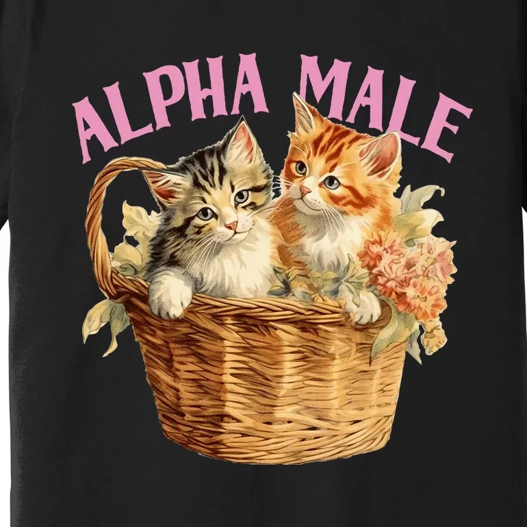 Alpha Cat Male Ironic Funny Kitten Weird Humor Kittens Premium T-Shirt