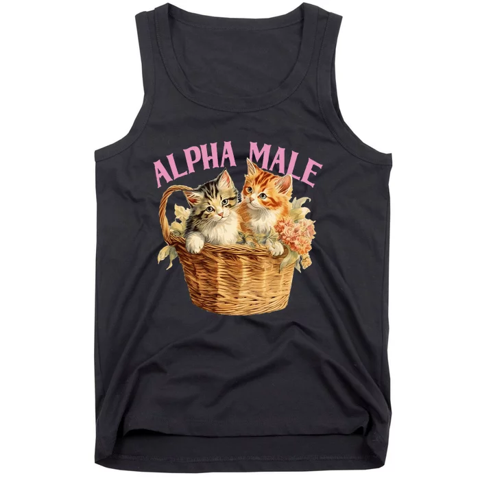 Alpha Cat Male Ironic Funny Kitten Weird Humor Kittens Tank Top