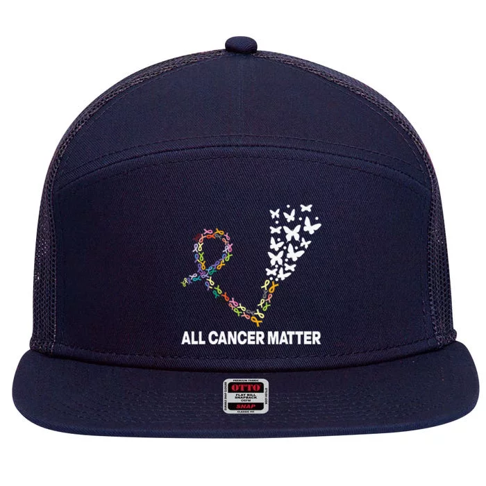 All Cancer Matters Awareness Day Ribbon Quote 7 Panel Mesh Trucker Snapback Hat