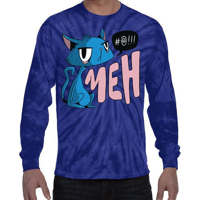 Annoyed Cat Meh Tie-Dye Long Sleeve Shirt