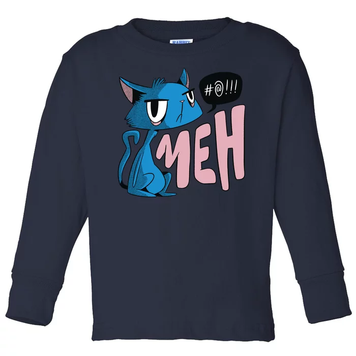 Annoyed Cat Meh Toddler Long Sleeve Shirt