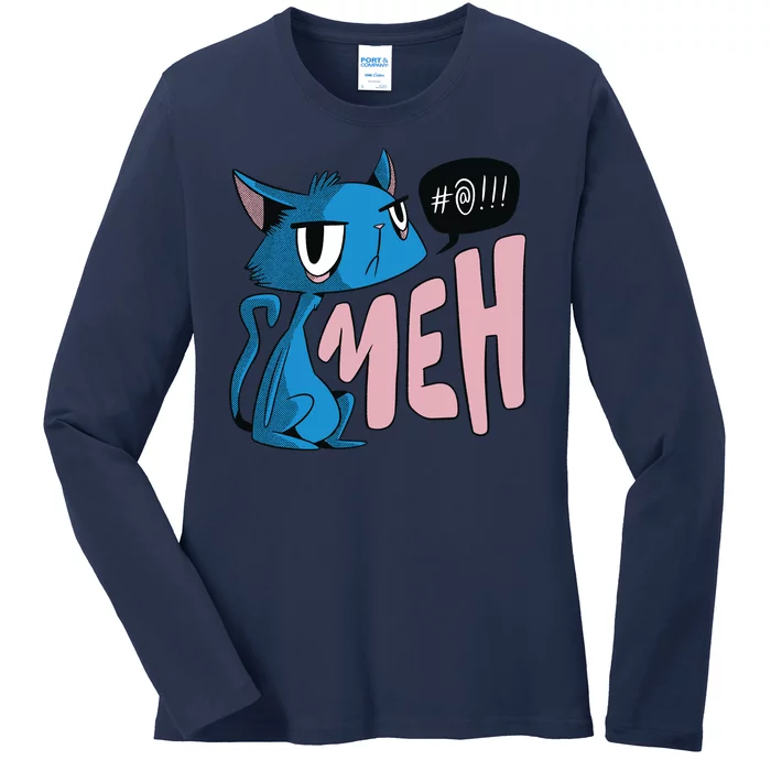 Annoyed Cat Meh Ladies Long Sleeve Shirt