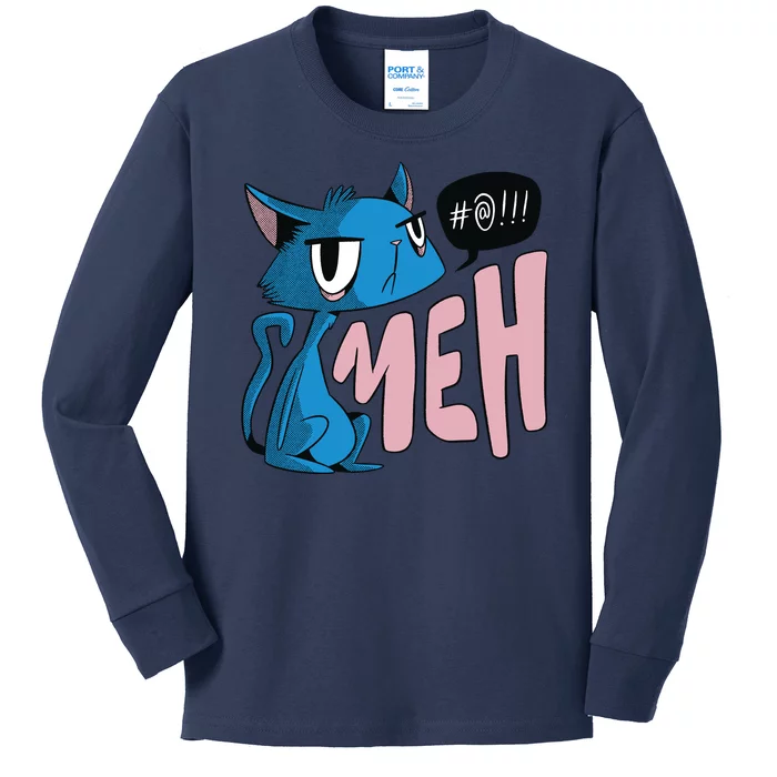 Annoyed Cat Meh Kids Long Sleeve Shirt