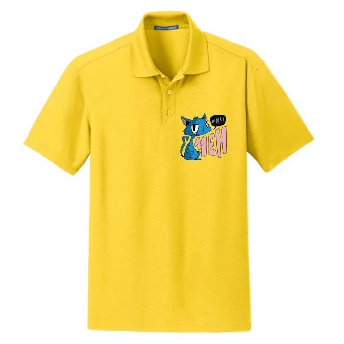 Annoyed Cat Meh Dry Zone Grid Performance Polo