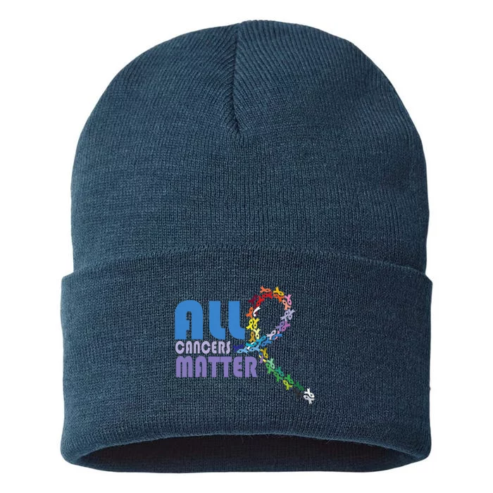 All Cancer Matters Awareness Day Ribbon Support Sustainable Knit Beanie