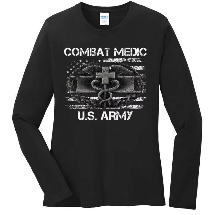 Army Combat Medic Veteran Gift For U.S A.R.M.Y. Ladies Long Sleeve Shirt