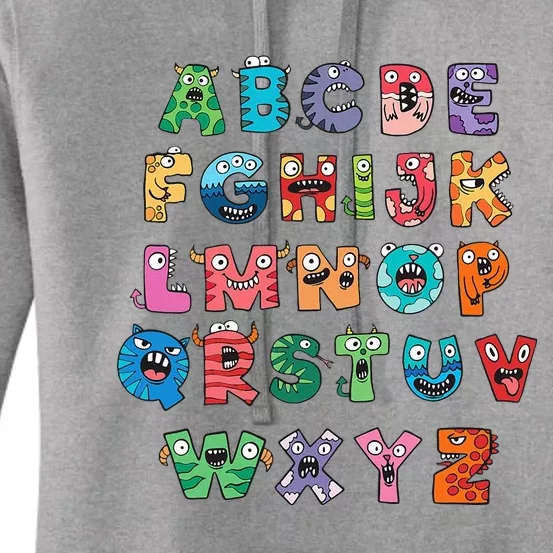 ABC Cute Monster Alphabet Halloween Teacher Costume Women's Pullover Hoodie