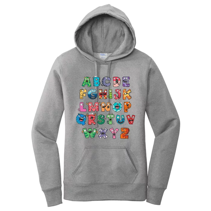 ABC Cute Monster Alphabet Halloween Teacher Costume Women's Pullover Hoodie