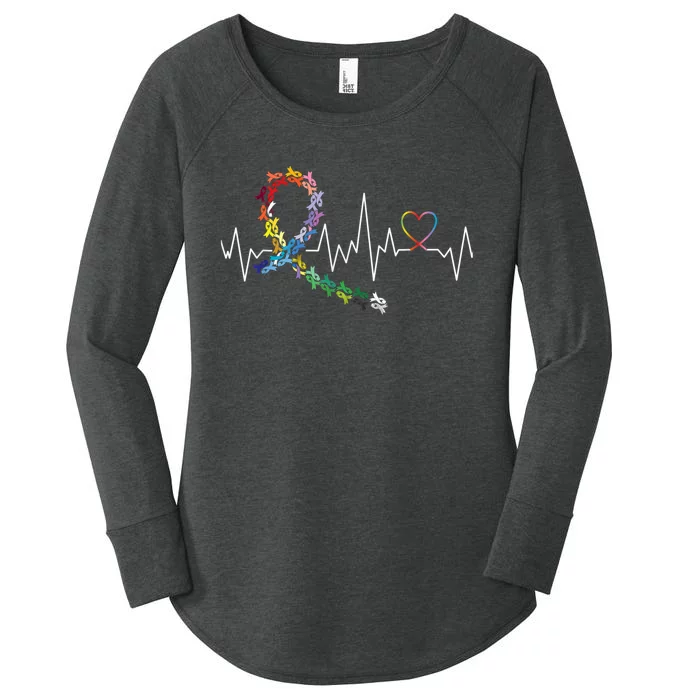 All Cancer Matters Awareness Day Heartbeat Women's Perfect Tri Tunic Long Sleeve Shirt