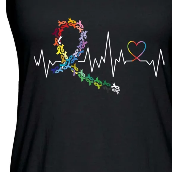 All Cancer Matters Awareness Day Heartbeat Ladies Essential Flowy Tank