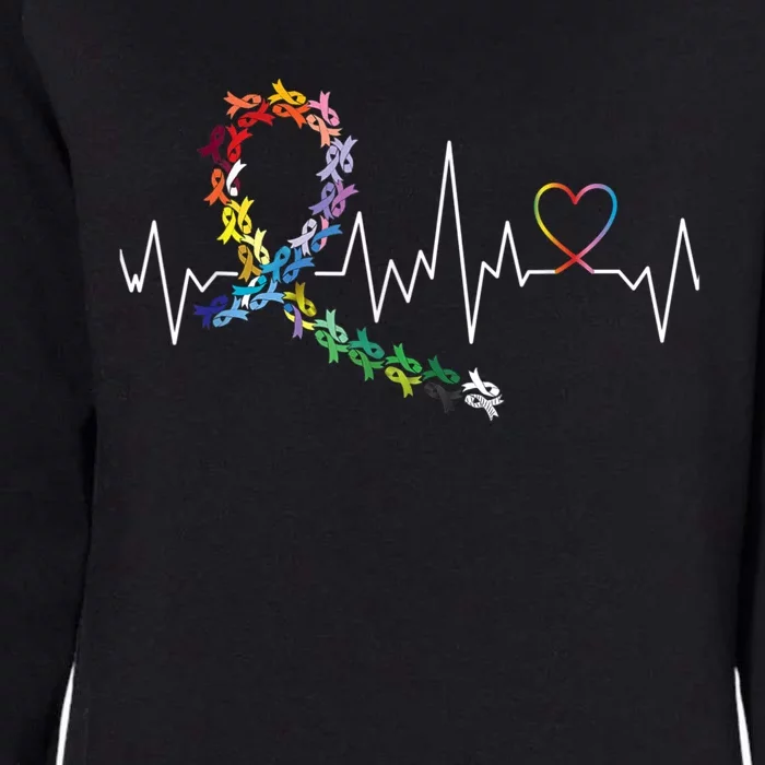 All Cancer Matters Awareness Day Heartbeat Womens California Wash Sweatshirt