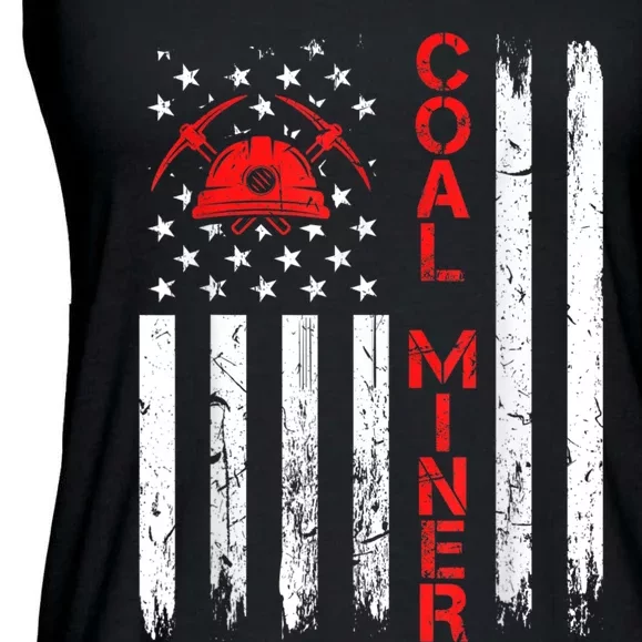 American Coal Miner USA Flag Tough Worker Ladies Essential Flowy Tank