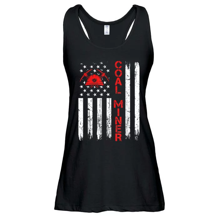 American Coal Miner USA Flag Tough Worker Ladies Essential Flowy Tank