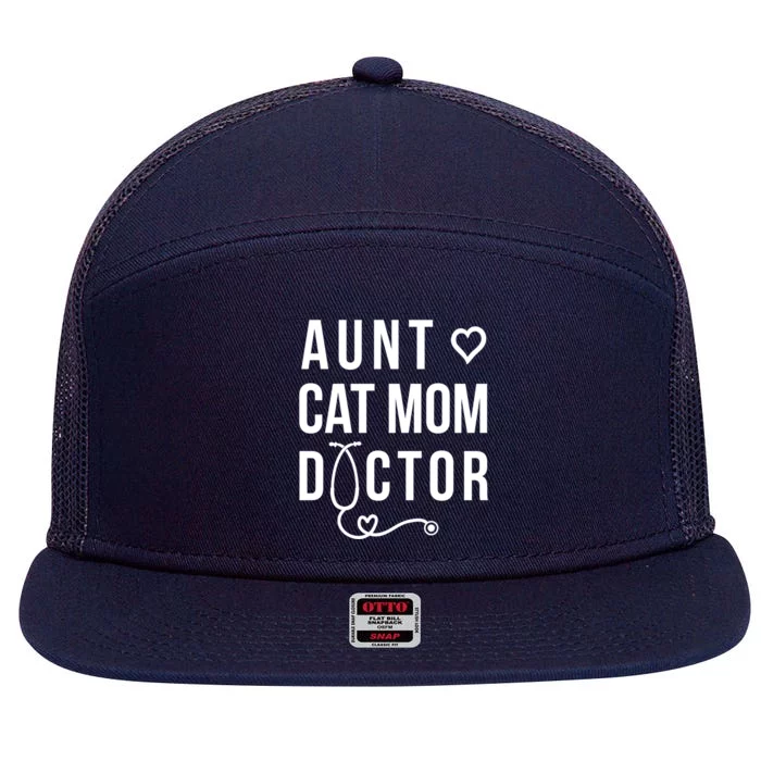 Aunt Cat Mom Doctor Cool Gift 7 Panel Mesh Trucker Snapback Hat