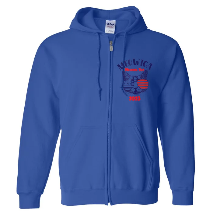 America Cat Memorial Day Design Gift Full Zip Hoodie