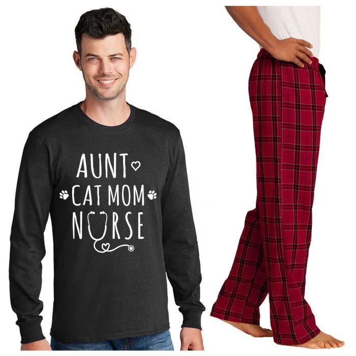 Aunt Cat Mom Nurse Gift Long Sleeve Pajama Set