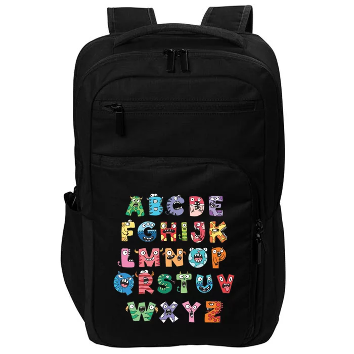 Abc Cute Monster Alphabet Halloween Teacher Costume Kids Impact Tech Backpack