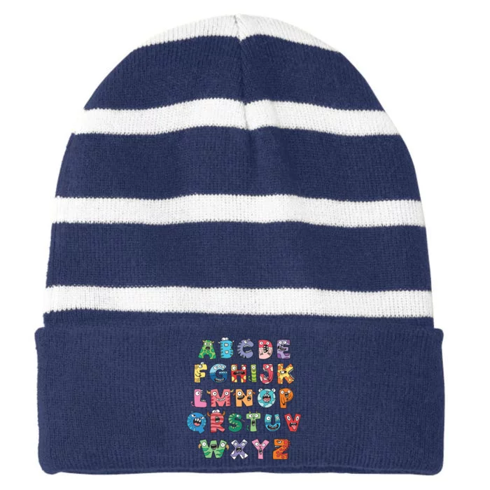 Abc Cute Monster Alphabet Halloween Teacher Costume Kids Striped Beanie with Solid Band