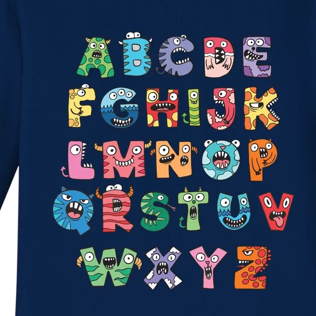 Abc Cute Monster Alphabet Halloween Teacher Costume Kids Baby Long Sleeve Bodysuit