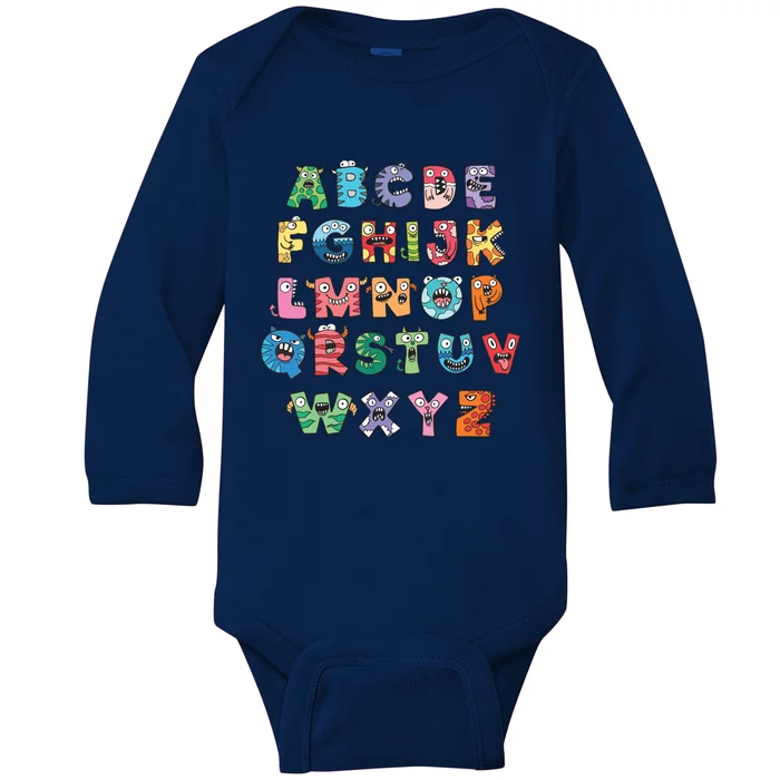 Abc Cute Monster Alphabet Halloween Teacher Costume Kids Baby Long Sleeve Bodysuit