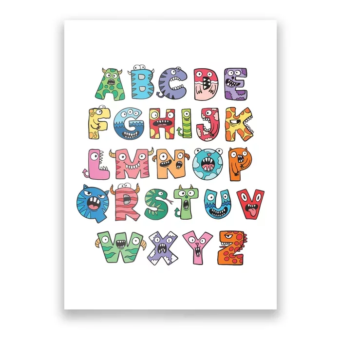 Abc Cute Monster Alphabet Halloween Teacher Costume Kids Poster