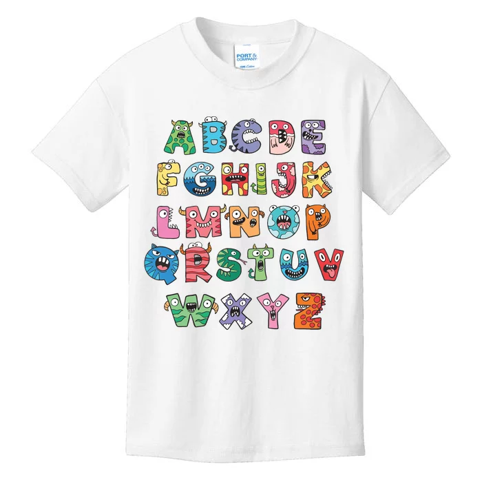 Abc Cute Monster Alphabet Halloween Teacher Costume Kids Kids T-Shirt