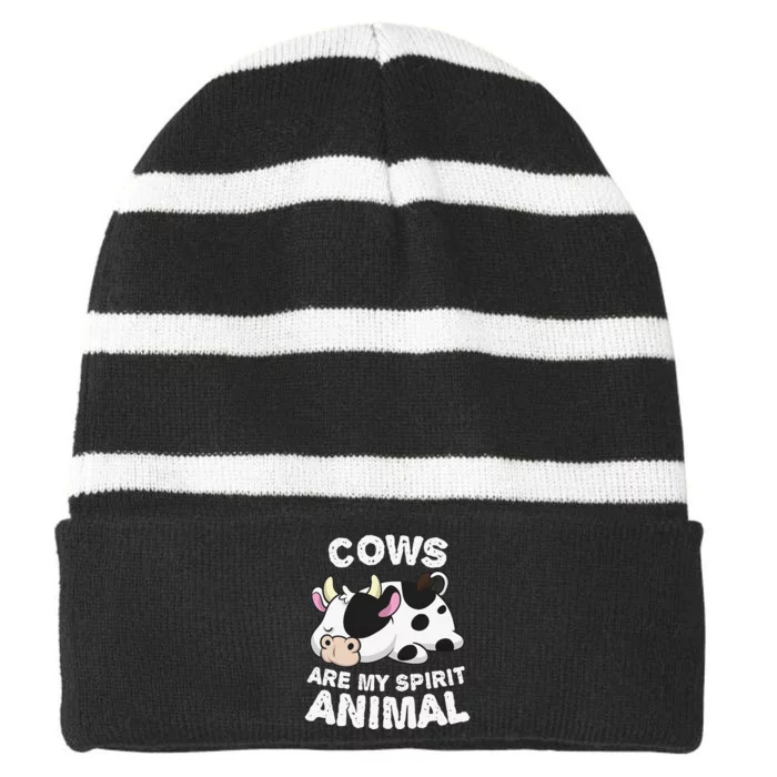 Anime Cows My Spirit Animal Gifts for Animal Lovers cute design is a perfect gift if you love cows. Get this funny cows clothes for Birthday gift, Christmas gift or Anniversary gift for any cows lover. Striped Beanie with Solid Band