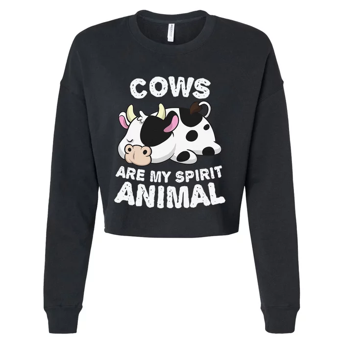 Anime Cows My Spirit Animal Gifts for Animal Lovers cute design is a perfect gift if you love cows. Get this funny cows clothes for Birthday gift, Christmas gift or Anniversary gift for any cows lover. Cropped Pullover Crew