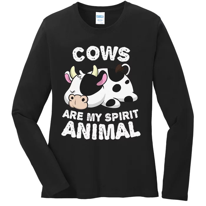 Anime Cows My Spirit Animal Gifts for Animal Lovers cute design is a perfect gift if you love cows. Get this funny cows clothes for Birthday gift, Christmas gift or Anniversary gift for any cows lover. Ladies Long Sleeve Shirt