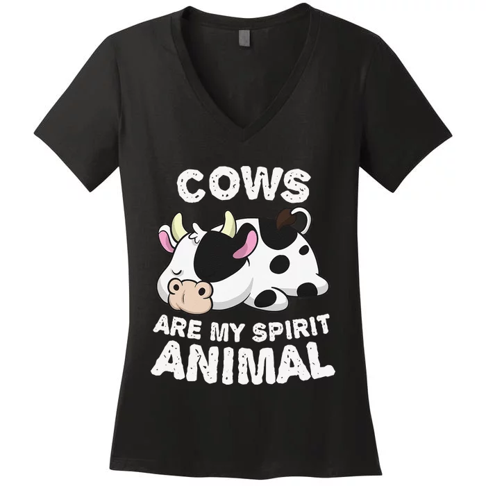 Anime Cows My Spirit Animal Gifts for Animal Lovers cute design is a perfect gift if you love cows. Get this funny cows clothes for Birthday gift, Christmas gift or Anniversary gift for any cows lover. Women's V-Neck T-Shirt