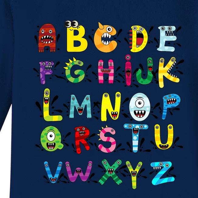 Abc Cute Monster Alphabet Halloween Teacher Costume Baby Long Sleeve Bodysuit