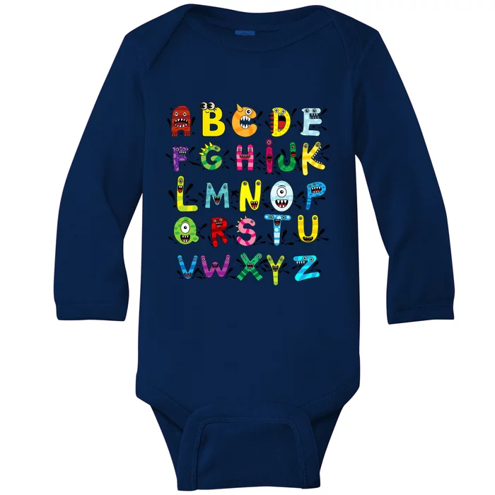 Abc Cute Monster Alphabet Halloween Teacher Costume Baby Long Sleeve Bodysuit