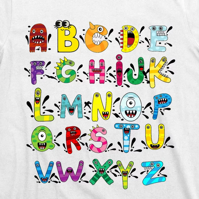 Abc Cute Monster Alphabet Halloween Teacher Costume T-Shirt