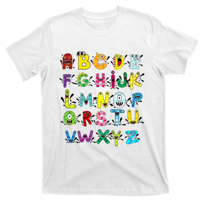 Abc Cute Monster Alphabet Halloween Teacher Costume T-Shirt