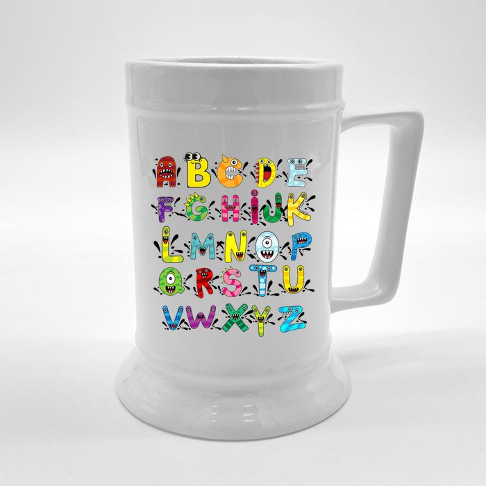 Abc Cute Monster Alphabet Halloween Teacher Costume Front & Back Beer Stein