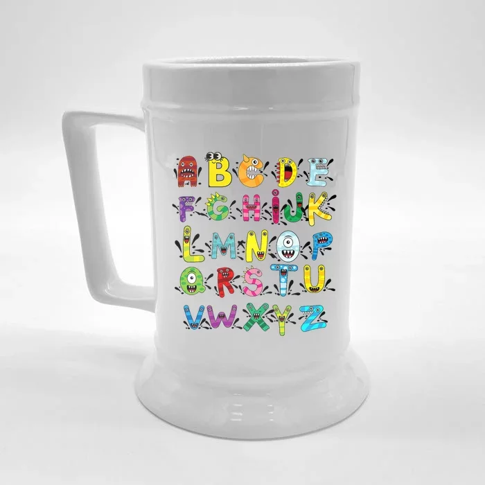 Abc Cute Monster Alphabet Halloween Teacher Costume Front & Back Beer Stein