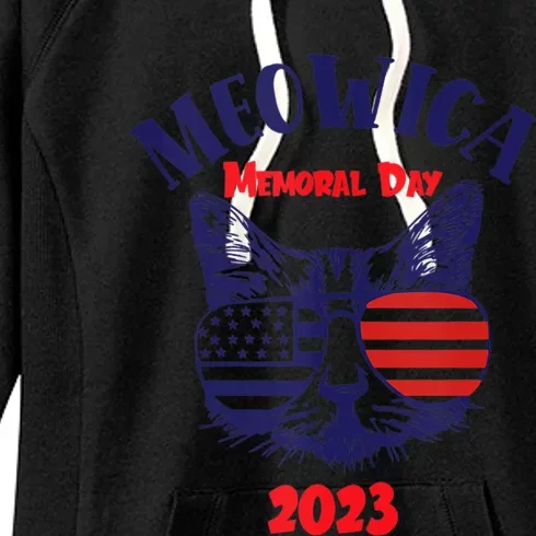 America Cat Memorial Day Design Gift Women's Fleece Hoodie