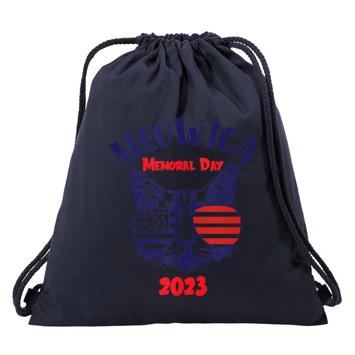 America Cat Memorial Day Design Gift Drawstring Bag